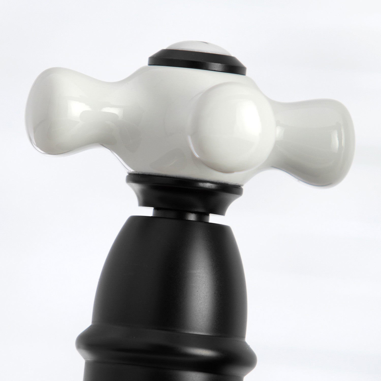 Kingston Heirloom KS3270PXBS - Restoration Two-Handle 4-Hole Deck Mount Bridge Kitchen Faucet with Brass Sprayer, Matte Black — thumbnail 2